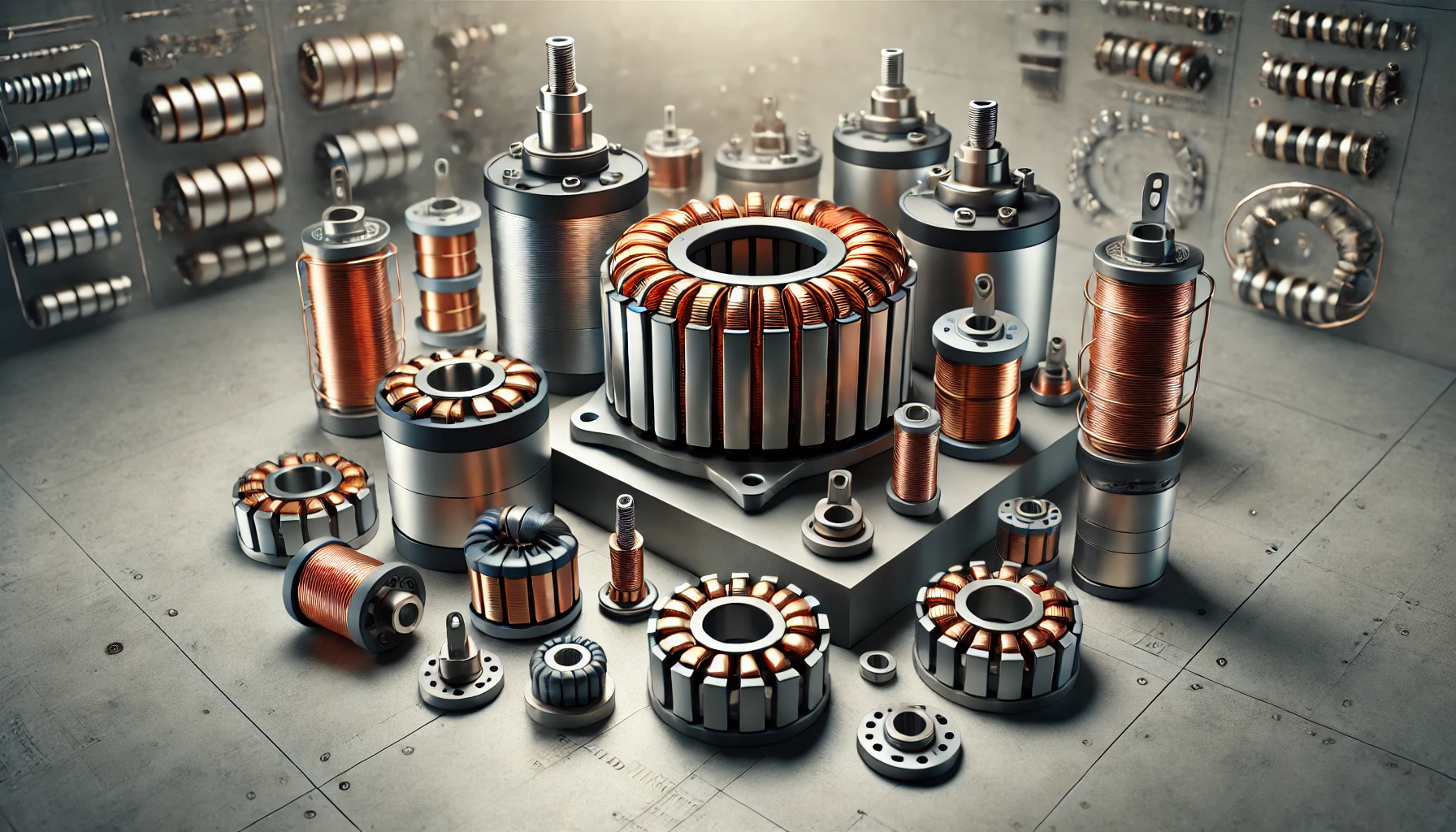 Cewki elektromagnesu i wirnika – wizualizacja produktowa