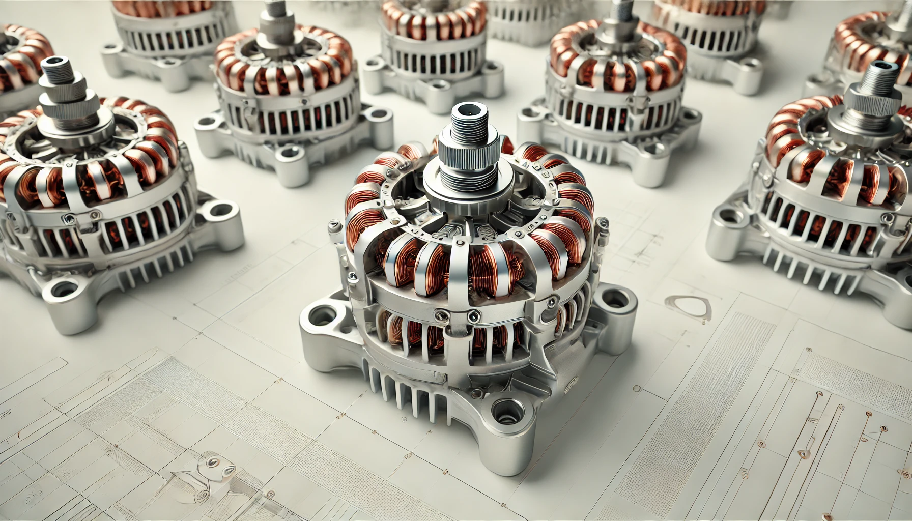 Stojany alternatora – wizualizacja produktowa
